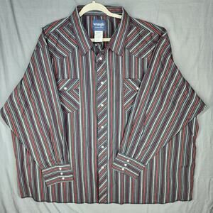 Wrangler Shirt Mens 4XL Red Black Pearl Snap Long Sleeve Western Cowboy